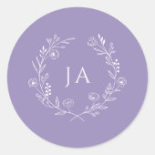 Lavender Monogram Wedding Runder Aufkleber (Vorderseite)