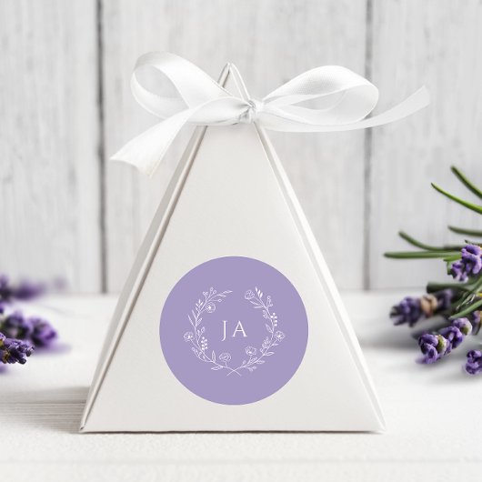 Lavender Monogram Wedding Runder Aufkleber