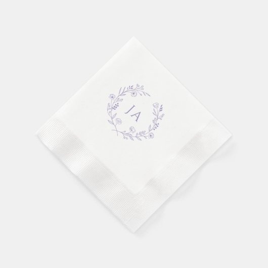 Lavender Monogram Wedding Serviette (Ecke)