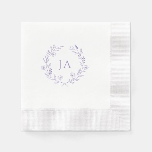 Lavender Monogram Wedding Serviette (Vorderseite)