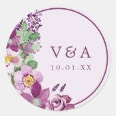 Lavender Monogram Wedding Sticker (Vorderseite)