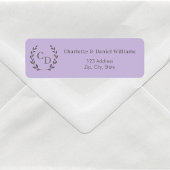 Lavender monogrammed wreath return address