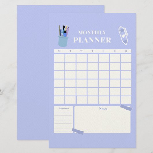 Lavender Monthly Planner Layout Art Briefpapier (Vorne/Hinten)