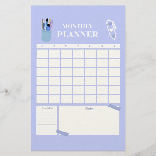 Lavender Monthly Planner Layout Art Briefpapier (Vorderseite)
