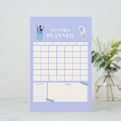 Lavender Monthly Planner Layout Art Briefpapier (Stehend Vorderseite)