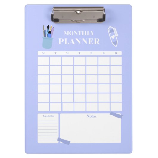 Lavender Monthly Planner Layout Art Klemmbrett (Vorderseite)