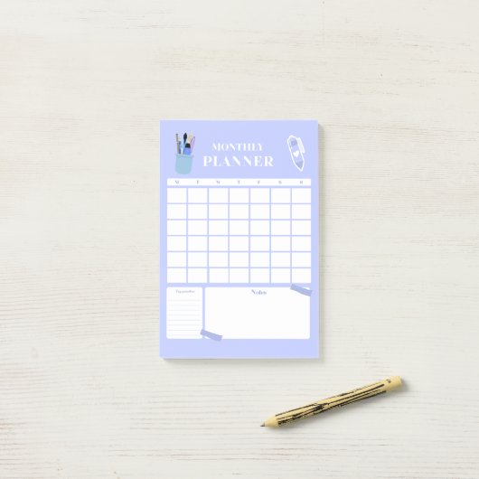 Lavender Monthly Planner Layout Art Post-it Klebezettel (Auf Schreibtisch)