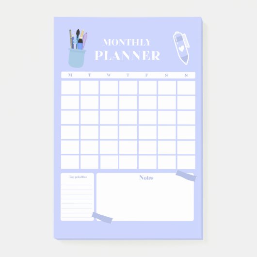 Lavender Monthly Planner Layout Art Post-it Klebezettel (Vorderseite)