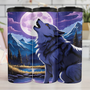 Lavender Moon Wolfs einsamer Ruf Thermosbecher