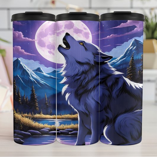 Lavender Moon Wolfs einsamer Ruf Thermosbecher