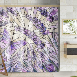 Lavender Morning Bliss - Mosaikkunst Duschvorhang