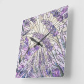 Lavender Morning Bliss - Mosaikkunst Quadratische Wanduhr (Winkel)