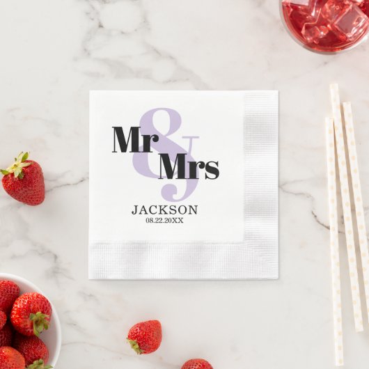 Lavender Mr. & Mrs. Wedding Serviette (Beispiel)
