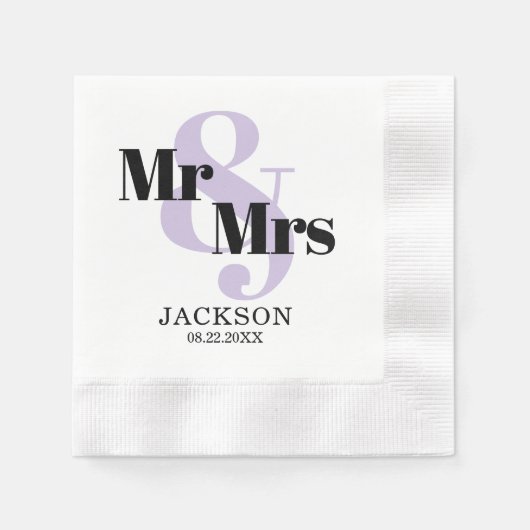 Lavender Mr. & Mrs. Wedding Serviette (Vorderseite)