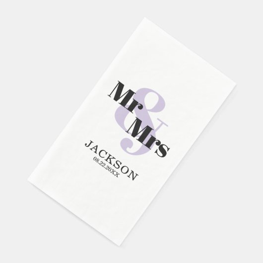 Lavender Mr. & Mrs. Wedding Serviette (Ecke)