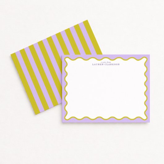 Lavender & Mustard Wavy Border Note Card Einladung