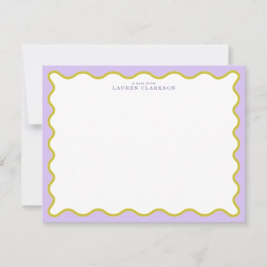 Lavender & Mustard Wavy Border Note Card Einladung (Vorderseite)