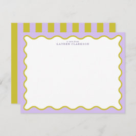 Lavender & Mustard Wavy Border Note Card Einladung