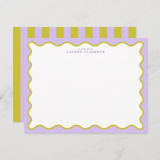 Lavender & Mustard Wavy Border Note Card Einladung (Vorne/Hinten)