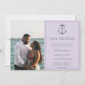 Lavender Nautic Monogram Foto Save the Date (Vorderseite)