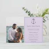 Lavender Nautic Monogram Foto Save the Date (Stehend Vorderseite)