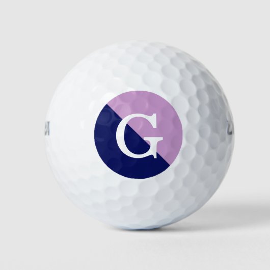 Lavender Navy Blue 2 Tone Diag Initial Monogram Golfball (Vorderseite)