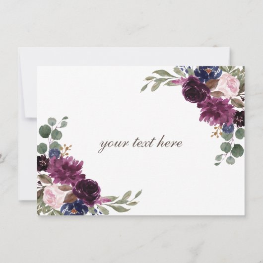 Lavender Navy Blue Floral Bloom Hochzeit Vielen Da Dankeskarte (Rückseite)