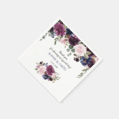 Lavender Navy Blue Floral Bloom Hochzeitsplaner Serviette (Ecke)