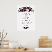 Lavender Navy Blue Floral Cards & Gifts Wedding Poster (Küche)