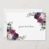 Lavender Navy Gold Floral Bloom Hochzeit Vielen Da Dankeskarte (Rückseite)