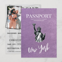 Lavender New York City Passport Save the Date
