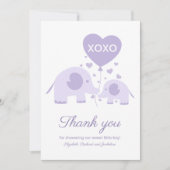 Lavender Niedlich Elephant Baby Dusche Vielen Dank Einladung (Vorderseite)