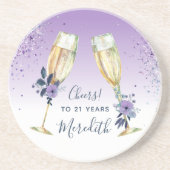 Lavender Ombre Aquamarin Champagne Toast 21. Gebur Getränkeuntersetzer (Vorne)