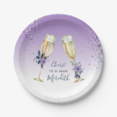 Lavender Ombre Aquamarin Champagne Toast 21. Gebur Pappteller (Vorderseite)