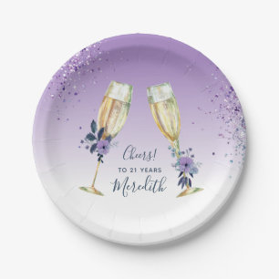 Lavender Ombre Aquamarin Champagne Toast 21. Gebur Pappteller