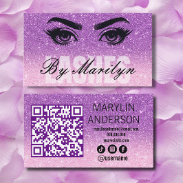 Lavender Ombre Glitzer Lash Technician QR Visitenkarte