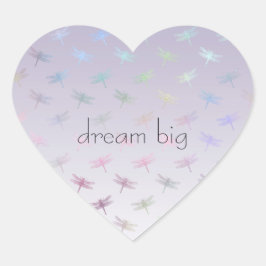 Lavender Ombre Rainbow Dragonflies Herz-Aufkleber