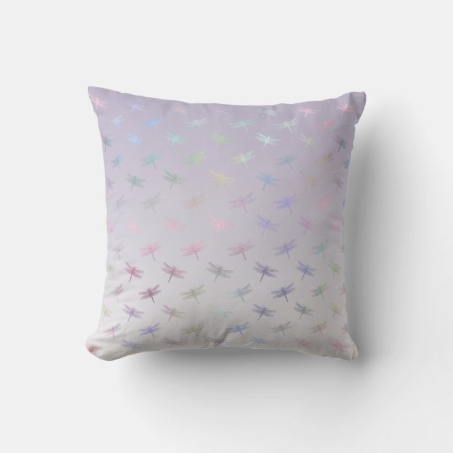 Lavender Ombre Rainbow Dragonflies Kissen (Vorderseite)