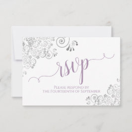 Lavender on White Elegant Calligraphy Wedding RSVP Karte