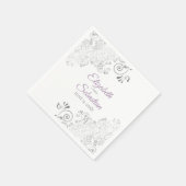 Lavender on White & Silver Frills Elegante Wedding Serviette (Ecke)