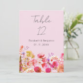 Lavender Orange Pink Yellow Floral Table Numbers Einladung (Stehend Vorderseite)