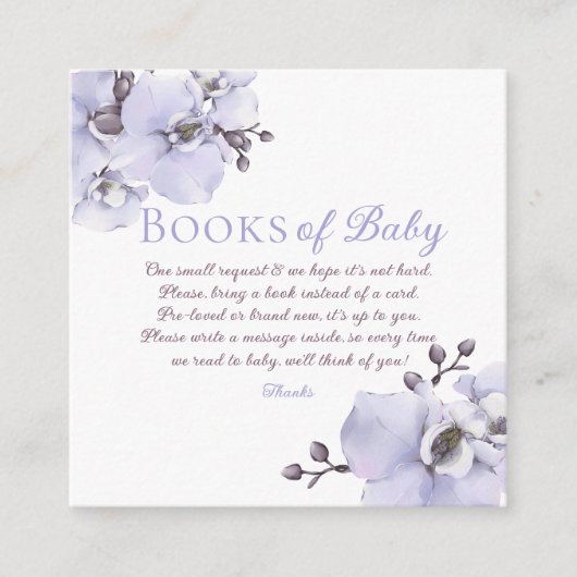 Lavender Orchid Books for Baby Request Card Begleitkarte (Vorderseite)