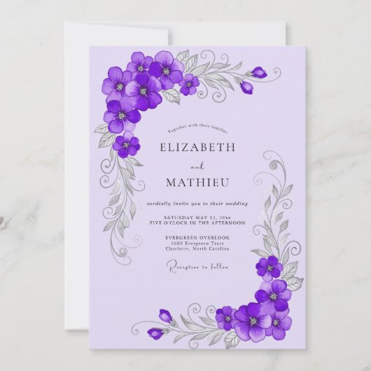 Lavender Ornate Spring Wedding Einladung (Vorderseite)