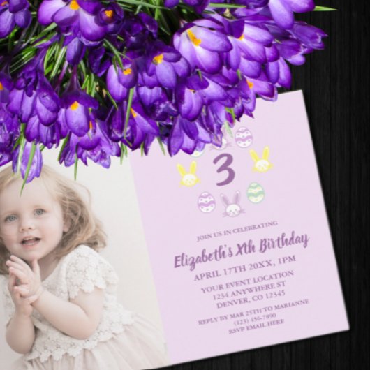 Lavender Oster 3. Geburtstag Einladung