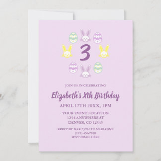 Lavender Oster 3. Geburtstag Einladung