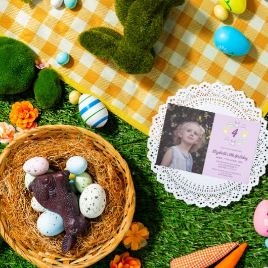Lavender Oster 4. Geburtstag Einladung