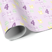 Lavender Oster 4. Geburtstag Geschenkpapier (Rolleneckpunkt)