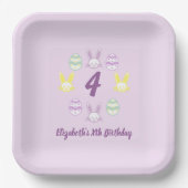 Lavender Oster 4. Geburtstag Pappteller (Vorderseite)