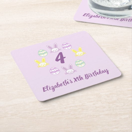 Lavender Oster 4. Geburtstag Rechteckiger Pappuntersetzer (angewinkelt)