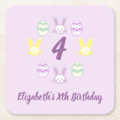 Lavender Oster 4. Geburtstag Rechteckiger Pappuntersetzer (Vorderseite)